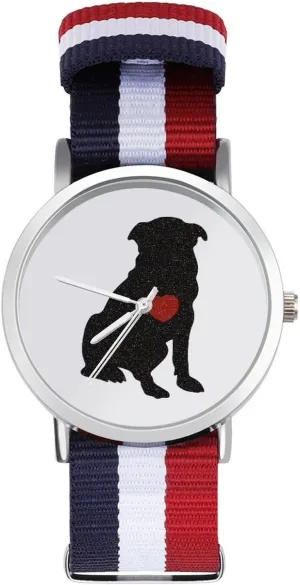 Non-Scale Work Casual Watch Dog Heart Nylon Braided Strap Outdoor coin Sport Business Wrist Watches 