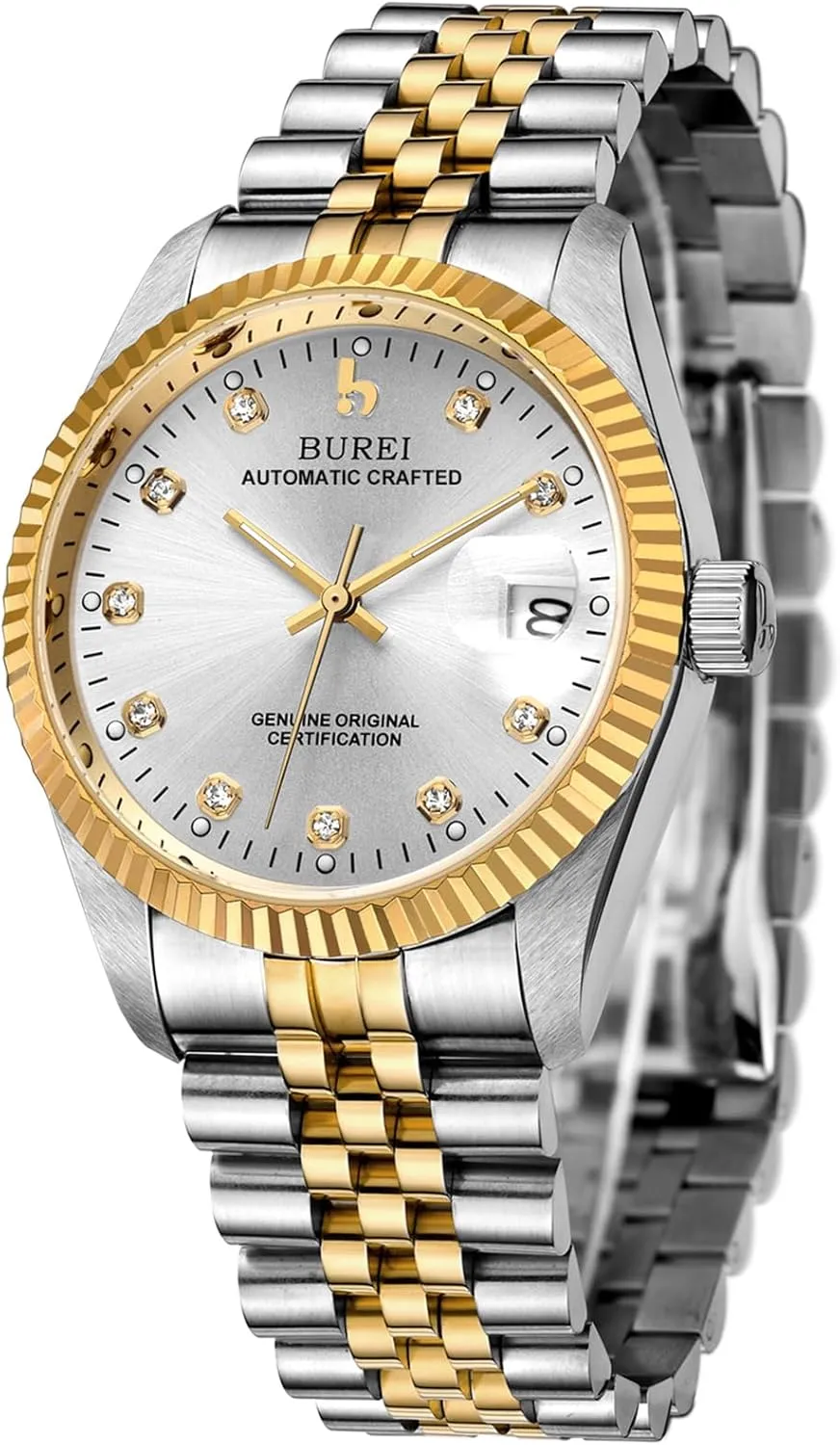nonchalant floral Watches for Men Gifts for Men BUREI Men's Automatic Watches Luxury Stainless Steels Waterproof 