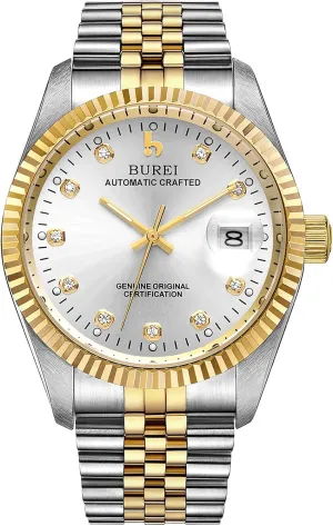 nonchalant floral Watches for Men Gifts for Men BUREI Men's Automatic Watches Luxury Stainless Steels Waterproof 