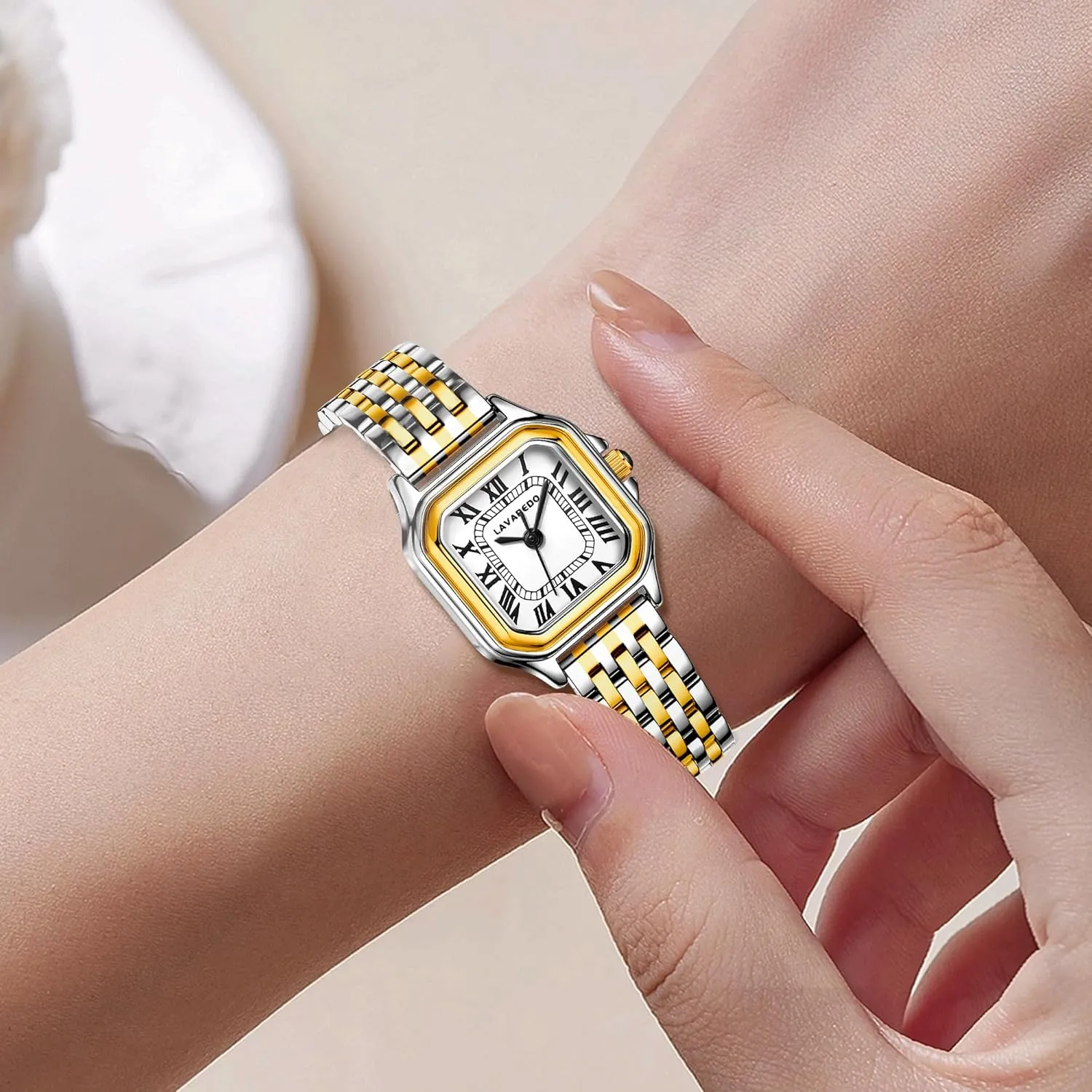 Numeral Dial Rectangular Case Small comprehensive validate Ladies Watches, Dainty Casual Stainless Steel Quartz Waterproof Watches with Adjustable Tools, Gifts for Women Watches for Women, Vintage Roman 