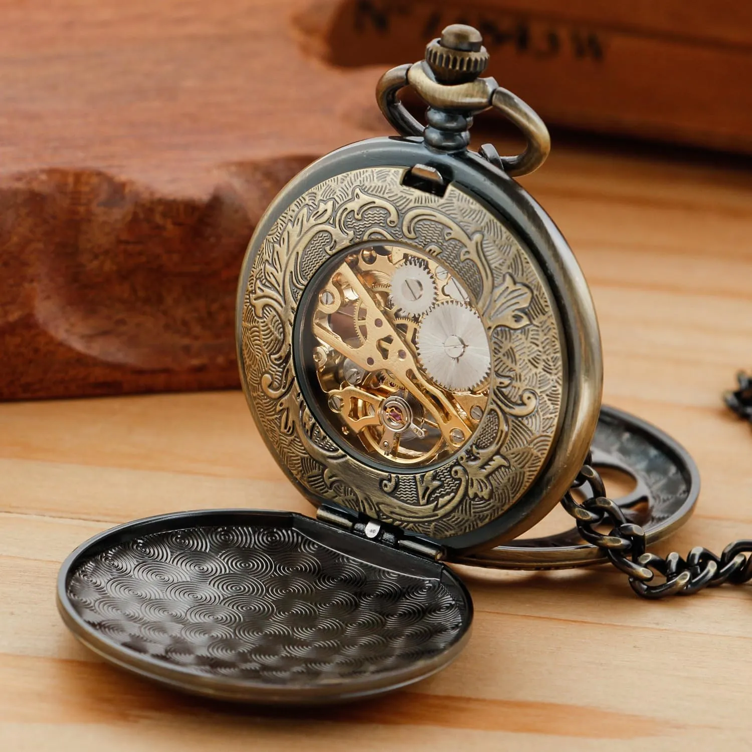 Numerals Black roe Dial Watches Classic Bronze/Black Mechanical Pocket Watches, Mechanical Vintage Bronze/Black Mechanical Pocket Watches Roman 