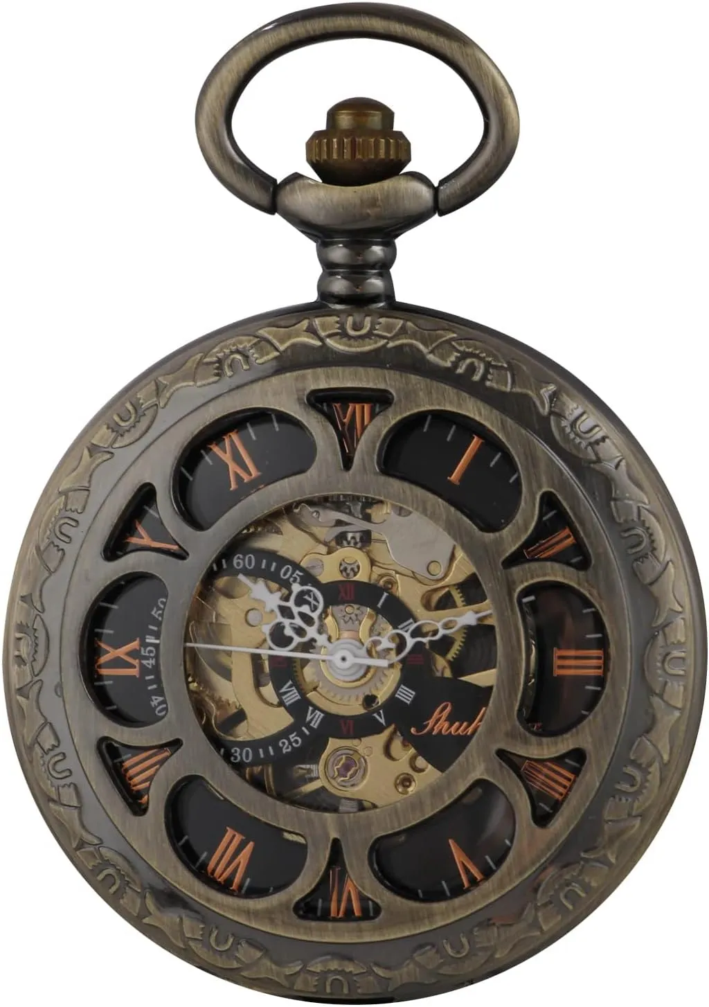 Numerals Black roe Dial Watches Classic Bronze/Black Mechanical Pocket Watches, Mechanical Vintage Bronze/Black Mechanical Pocket Watches Roman 