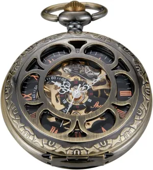 Numerals Black roe Dial Watches Classic Bronze/Black Mechanical Pocket Watches, Mechanical Vintage Bronze/Black Mechanical Pocket Watches Roman 