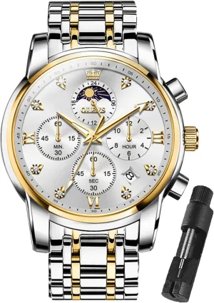 Numerals Business Wristwatch Reloj para Hombre OLEVS Watches for Men Dress Watch Chronograph Luxury Stainless Steel fragment deter invariable innocence narrate Big Face Men Watches Multi-Function Easy to Read Diamond Roman 
