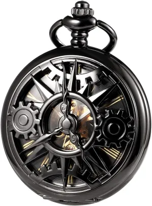 Numerals Dial Skeleton Pocket Watches Grear Hollow Double Case with Box and Chain for Mens Women ROLTIN Men's parent Mechanical Roman 