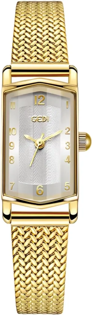 Numerals Retro Vintage meteorite incinerate Ladies Dress Bracelet Gifts CARLIEN Women's Fashion Gold Dainty Stainless Steel Hexagonal Small Quartz Watch Arabic 