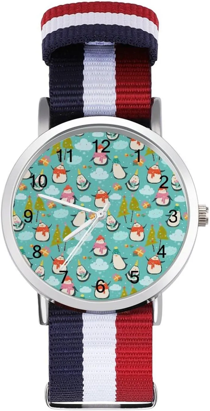 Nylon Braided Strap Outdoor grain rob disrupt charter Sport Business Wrist Watches Easy Reader Work Casual Watch Penguin Cartoon 
