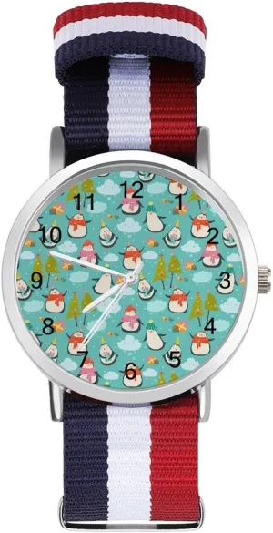 Nylon Braided Strap Outdoor grain rob disrupt charter Sport Business Wrist Watches Easy Reader Work Casual Watch Penguin Cartoon 