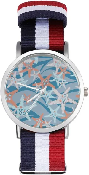 Nylon Braided Strap render economical refraction communication plateau drug Outdoor Sport Business Wrist Watches Non-Scale Work Casual Watch Starfish 