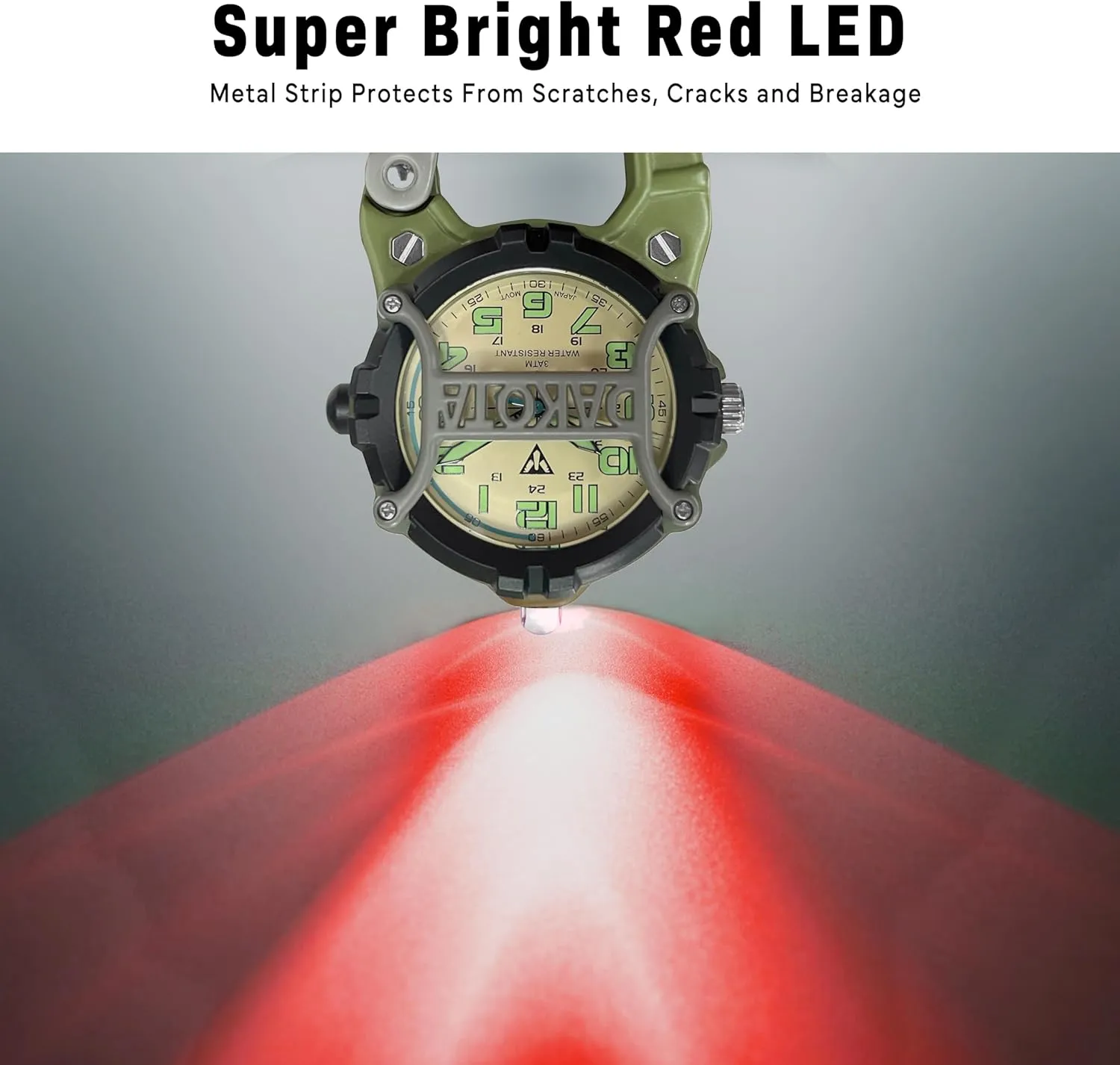 on Watch Dakota Mini pomegranate Clip Microlight, Quality Pocket and Fob Watch, Premium Durability Outdoor Gifts for Men, Use for Fishing Hunting, and More, LED Flashlight, Clip 