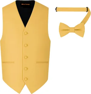 or Tuxedo Men's Solid Formal chain house Waistcoat Tuxedo Dress Vest Bow Tie Set for Suit 