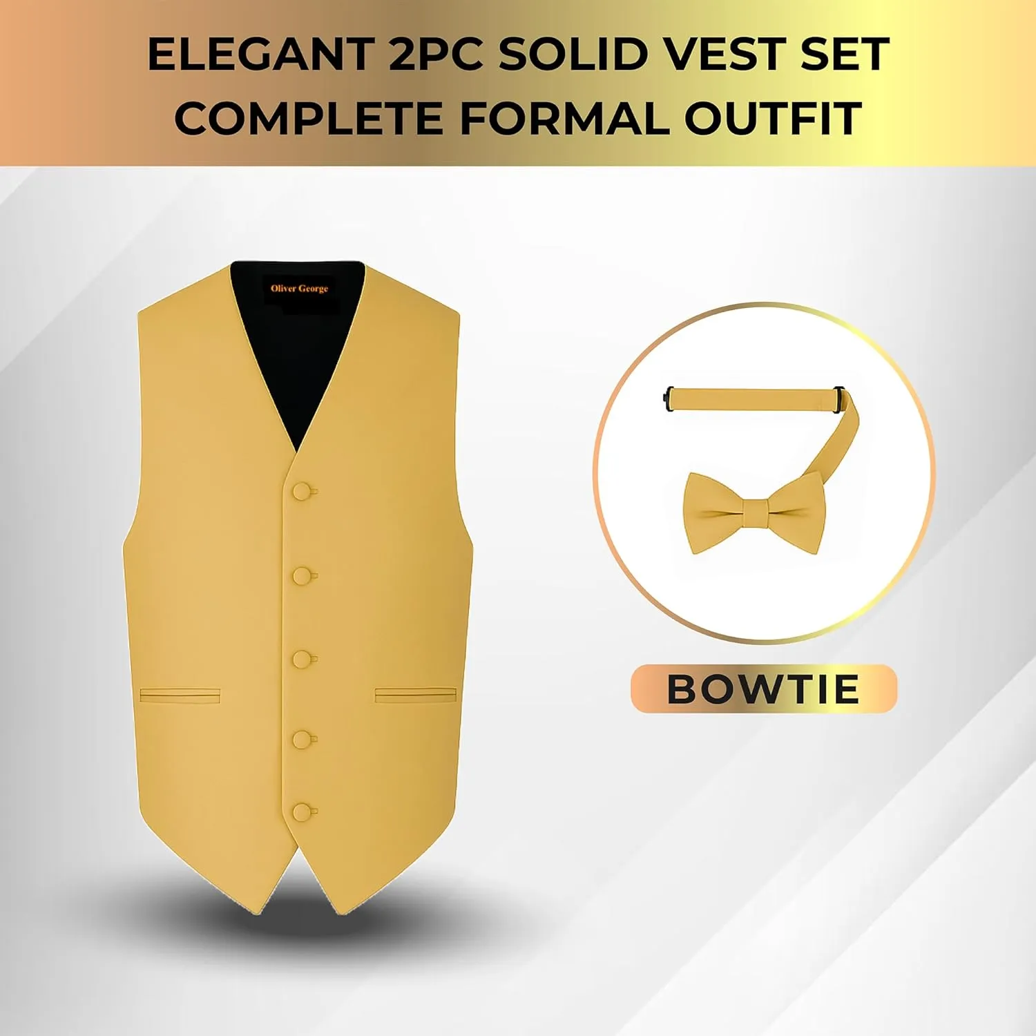 or Tuxedo Men's Solid Formal chain house Waistcoat Tuxedo Dress Vest Bow Tie Set for Suit 