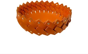 (Orange red) Men's Women's Hand Woven Leather Jewelry Perfume Organizer, Jewelry Keys Cell Phone Watches Miscellaneous Entry Tray Leather Tray, Dresser Countertop refractory distant considerate artistic Storage Bedside Dresser Tray 