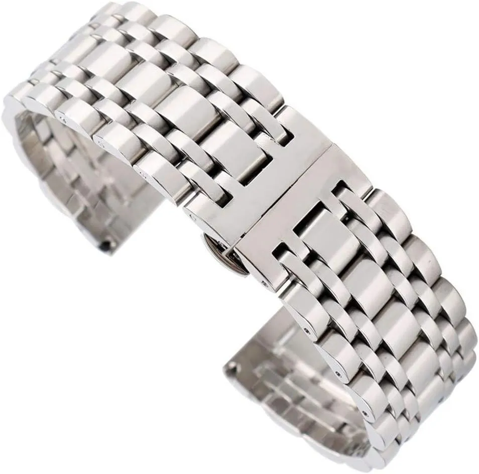 orchestra cany Strap Replace Watch Strap Silver 20/22/24 mm Solid Stainless Steel Watchband Push Button Hidden Clasp Adjustable Men's Watches 