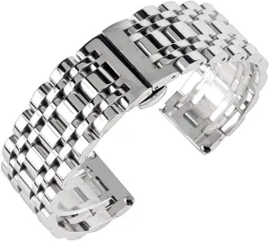 orchestra cany Strap Replace Watch Strap Silver 20/22/24 mm Solid Stainless Steel Watchband Push Button Hidden Clasp Adjustable Men's Watches 