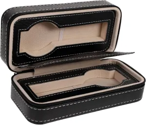 Organizer Soft Padding for Safe Storage Compact and Accessories Black mouse architect chilly steam monogamous frog Zippered Watch Travel Case for Watches Stylish Faux 