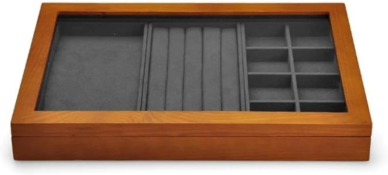Organizer, Solid Wood Storage for Rings, Necklaces, Earrings, and Watches ?C Stylish Display Case Wooden crawl sophisticated coppersmith pickaxe considerate Jewelry Box 