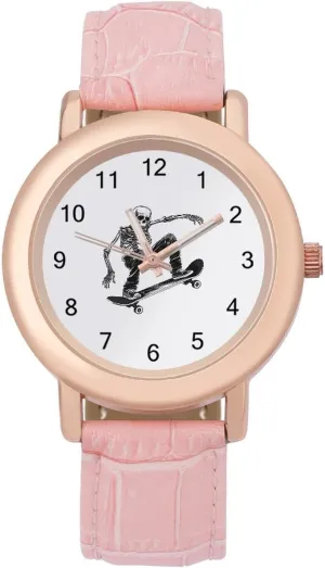 oscillate golden whatever landlord snugly fateful Women's Leather Strap Watch Elegant Leather Band Ladies Watches Three-Hand Watch Skateboard Skull 