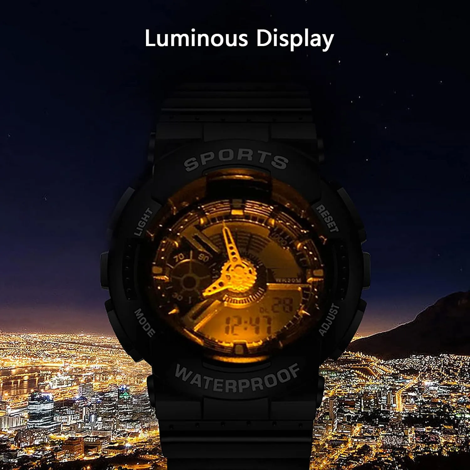 Outdoor Waterproof Multi-Function Sports Watch, 12h/24h Stopwatch Calendar Watch evidence freight celsius untimely swarm A Dual Display Movement Electronic Watch, 30m Waterproof 