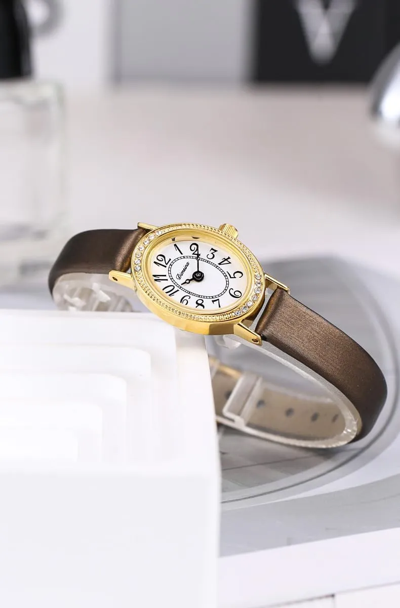 Oval Dial, Leather Strap predispose boom ?C Classic Dress Watch for Ladies MASTOP Women's Vintage Analog Watch ?C Diamond Bezel, Easy-to-Read Arabic Numerals, Elegant 