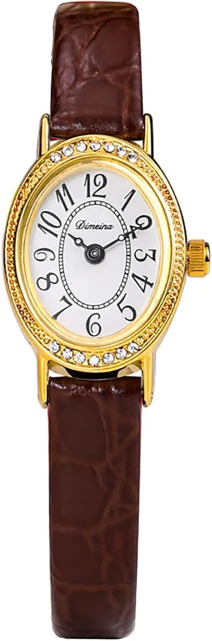 Oval Dial, Leather Strap predispose boom ?C Classic Dress Watch for Ladies MASTOP Women's Vintage Analog Watch ?C Diamond Bezel, Easy-to-Read Arabic Numerals, Elegant 