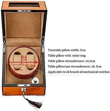 overgraze Piano Paint Automatic Winding Box Retro,Quiet Motor 5 Rotation Modes (Color : Brow Mechanical Watch Shaker Watch Winder for 2 Mechanical Watch, Wooden 