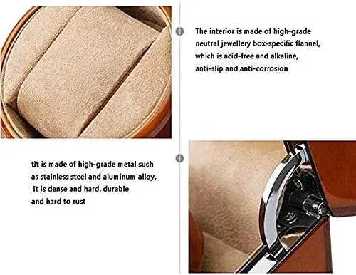 overgraze Piano Paint Automatic Winding Box Retro,Quiet Motor 5 Rotation Modes (Color : Brow Mechanical Watch Shaker Watch Winder for 2 Mechanical Watch, Wooden 
