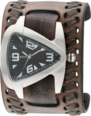 Oversized Teardrop Series' Quartz Stainless Steel and Leather Watch, Color:Black (Model: rook prize serum VBDK011K) Men's 