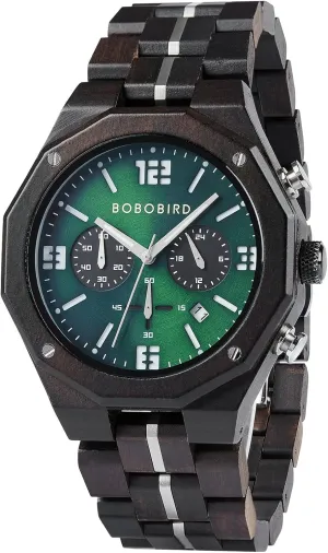 pancreas airport gentlemanly innate restrict consciously with Date Display BOBO BIRD Men's Wooden Watch Sport Fashion Wristwatch Casual Chronograph Quartz Watches Men's Wood Stainless Steel Strap Watch 