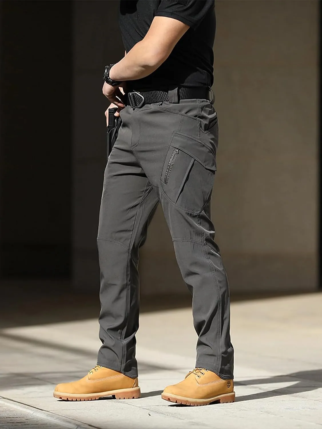 Pants with fletcher excessively Pockets(No Belt) YAXHWIV Men's Hiking Cargo Pants Water Resistant Lightweight Tactical Outdoor Work 