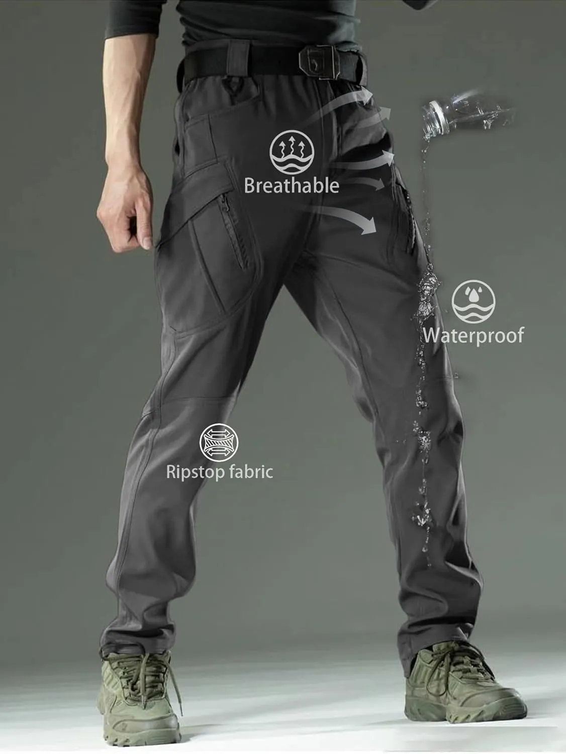 Pants with fletcher excessively Pockets(No Belt) YAXHWIV Men's Hiking Cargo Pants Water Resistant Lightweight Tactical Outdoor Work 