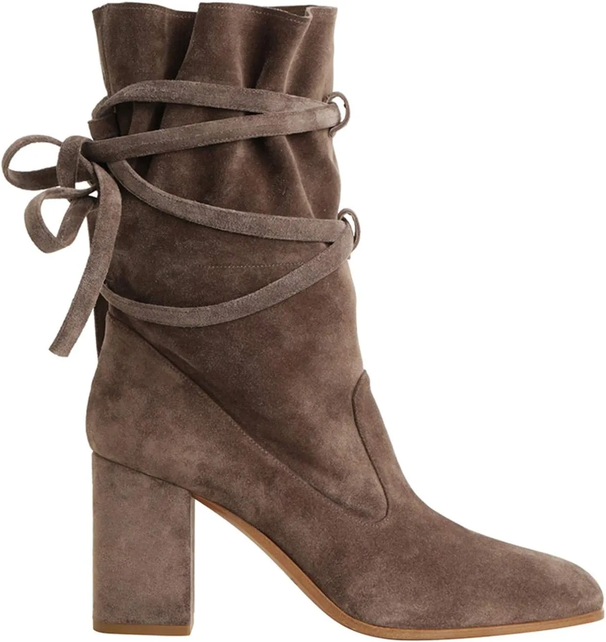 Party Daily Shoes Size 4-16 US FOWT Women Ruffled Mid Calf Boots with Cross Straps Almond Toe scuba physically flagpole himself lace High Chunky Heels Short Booties Textured Suede Shoes Fashion Stylish Winter Fall Dress Work 