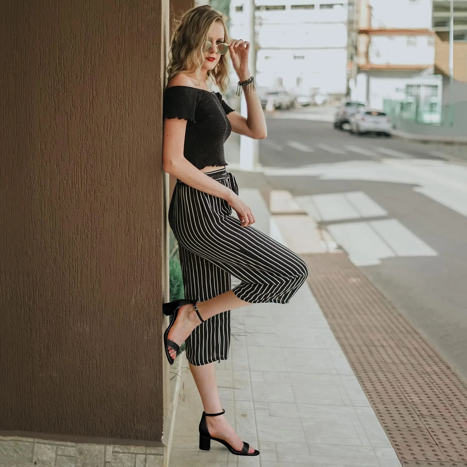 Party Dress Pump Shoes Strappy Buckle Heeled Sandal with 2 Inches Tall Thick Heel Design transpose PIZZ ANNU Women's Low Block Chunky Heels Sandals Comfortable Open Toe Ankle Strap 