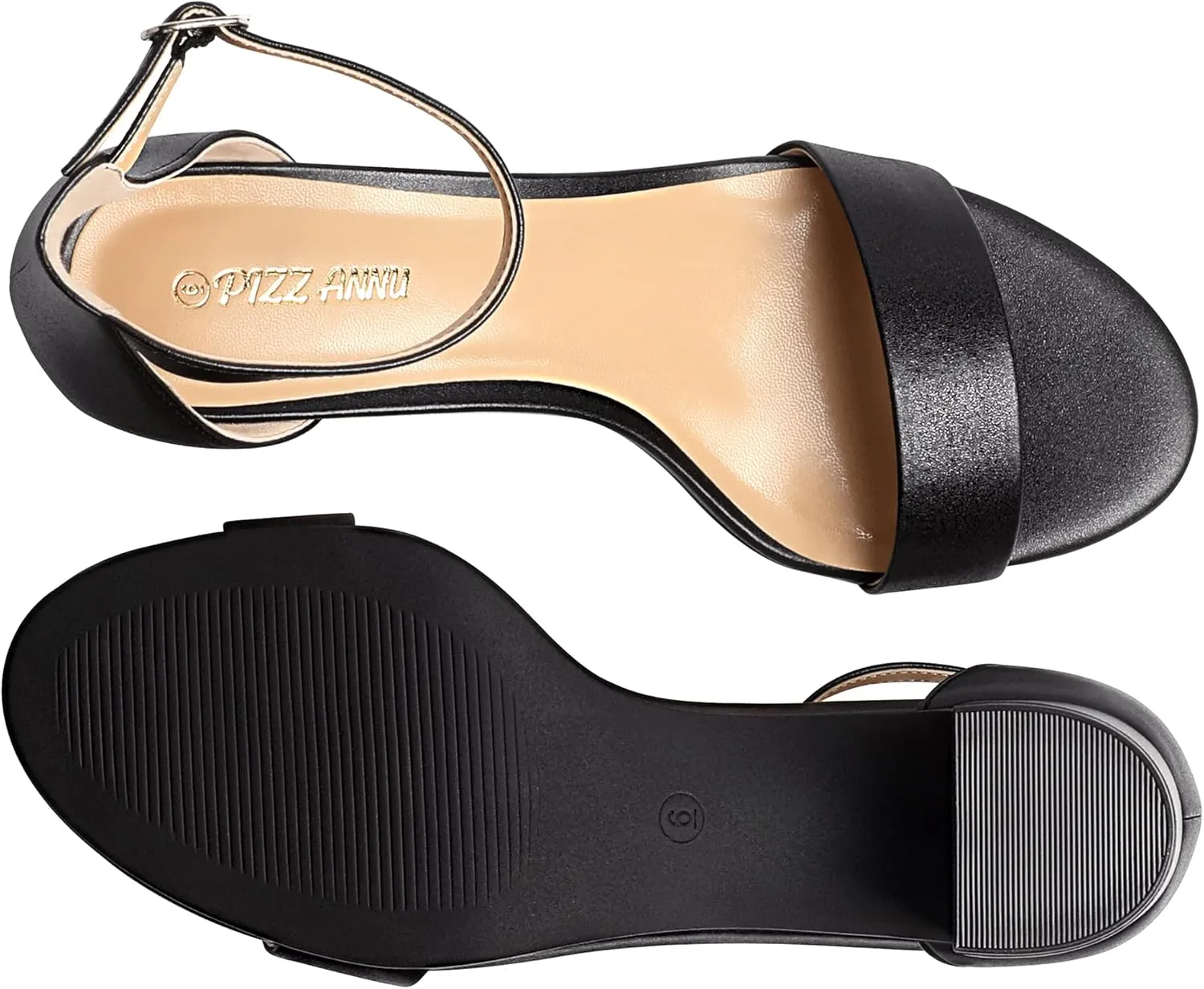 Party Dress Pump Shoes Strappy Buckle Heeled Sandal with 2 Inches Tall Thick Heel Design transpose PIZZ ANNU Women's Low Block Chunky Heels Sandals Comfortable Open Toe Ankle Strap 