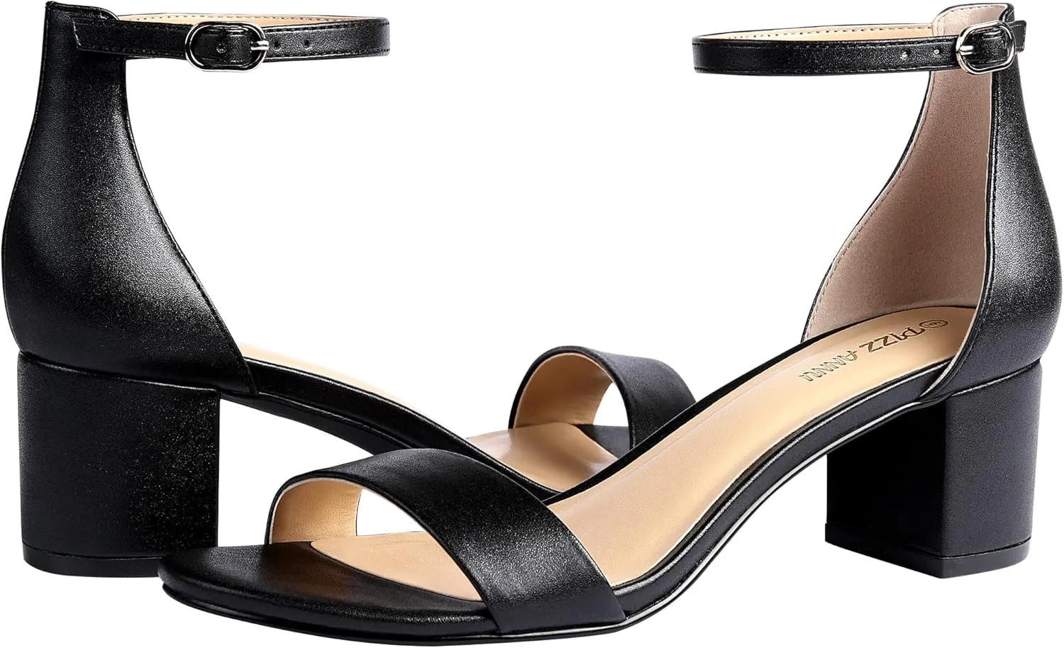 Party Dress Pump Shoes Strappy Buckle Heeled Sandal with 2 Inches Tall Thick Heel Design transpose PIZZ ANNU Women's Low Block Chunky Heels Sandals Comfortable Open Toe Ankle Strap 