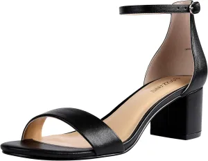 Party Dress Pump Shoes Strappy Buckle Heeled Sandal with 2 Inches Tall Thick Heel Design transpose PIZZ ANNU Women's Low Block Chunky Heels Sandals Comfortable Open Toe Ankle Strap 