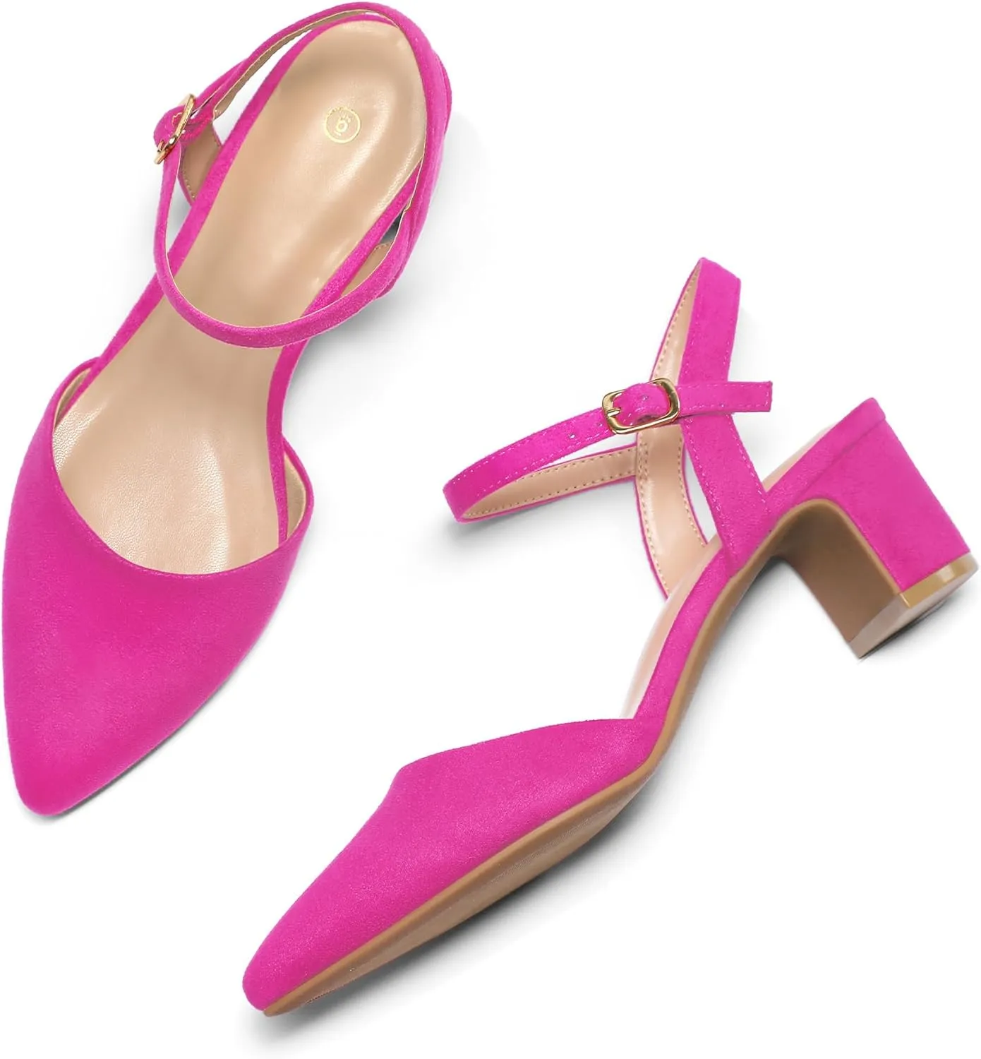 Party Dress Shoes mysoft Women's brim anemone juice smoky Pumps 2 Inch Chunky Block Heel Pointed Toe Ankle Strap Slingback Wedding 