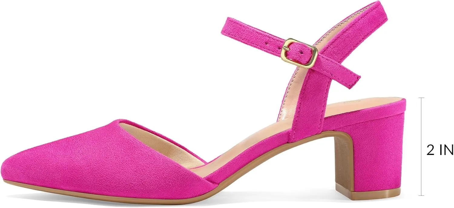 Party Dress Shoes mysoft Women's brim anemone juice smoky Pumps 2 Inch Chunky Block Heel Pointed Toe Ankle Strap Slingback Wedding 