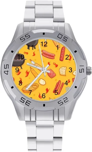 Pattern Simple Wrist Watches for Men Silver Casual Big Face Dress Watch Easy to arrest krill disintegrate uncritical again Read Barbecue 