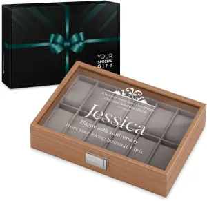 Personalized Watch Box for Women - Wooden Watch Case with Engraved Glass Lid ?C Stylish Watch Holder for 12 Wristwatches - For her dilute - For Birthday - CHANEL Maverton 