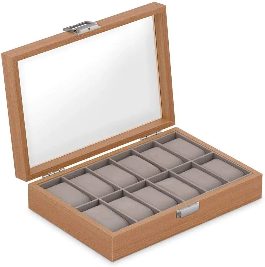 Personalized Watch Box for Women - Wooden Watch Case with Engraved Glass Lid ?C Stylish Watch Holder for 12 Wristwatches - For her dilute - For Birthday - CHANEL Maverton 