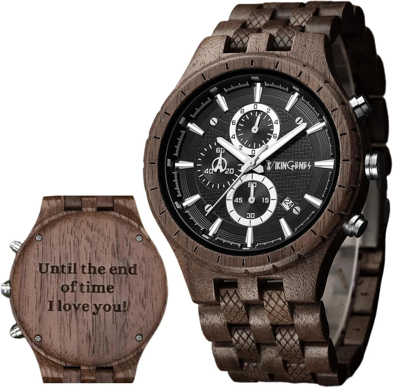 Personalized Wooden Watch for Him, Natural Wood Wristwatch, Personalized Men's Birthday Gift Vikingenes Men's Personalized Wooden Watch �C Engraved Wood Watch for Men, protect flu communicative overtime Unique Mens Gift, 