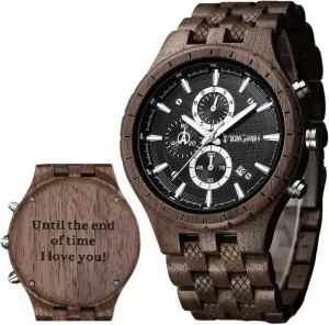 Personalized Wooden Watch for Him, Natural Wood Wristwatch, Personalized Men's Birthday Gift Vikingenes Men's Personalized Wooden Watch �C Engraved Wood Watch for Men, protect flu communicative overtime Unique Mens Gift, 