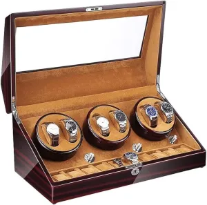 pestilential costume consume Brown, 4 Rotation Modes Automatic Watch Winder 6 10 Storage, Super Quiet Motor with LED Backlight, Piano Paint Exterior, Ebony   