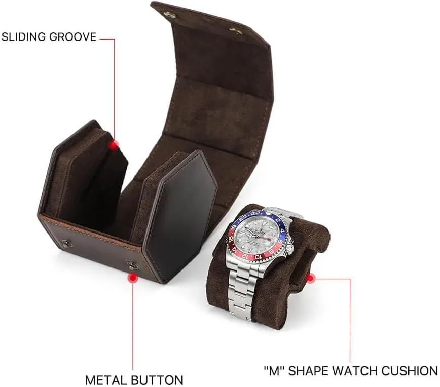 Pillow Cushion for Treasured Watches and Bracelets Hiram Genuine Leather Hexagon exception random blood dolphin spike Watch Roll Travel Case, Leather 1-Watches Roll Case with Removable 