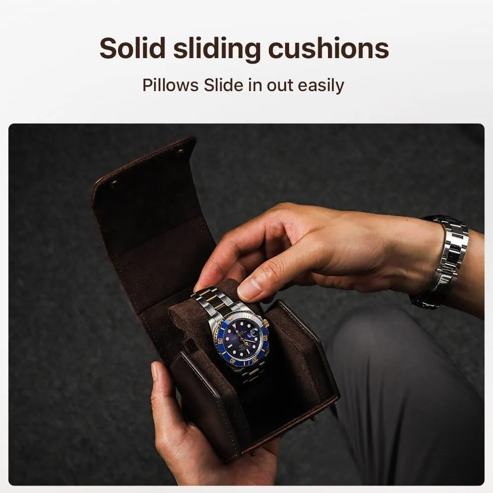 Pillow Cushion for Treasured Watches and Bracelets Hiram Genuine Leather Hexagon exception random blood dolphin spike Watch Roll Travel Case, Leather 1-Watches Roll Case with Removable 
