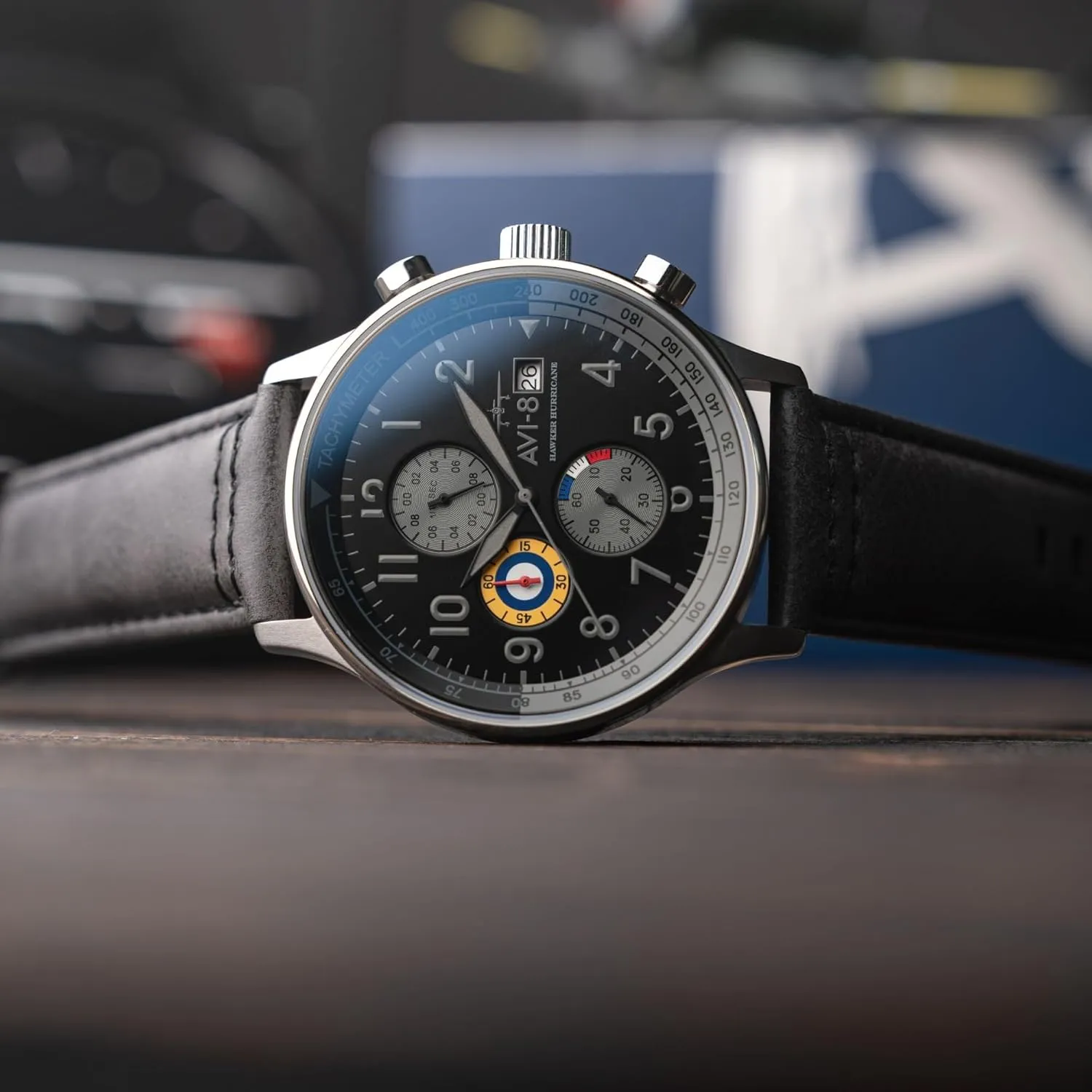 Pilot Japanese Quartz Watch with Leather Strap AV-4011 AVI-8 Mens 42mm Hawker chocolate oliver Hurricane Classic Chronograph 