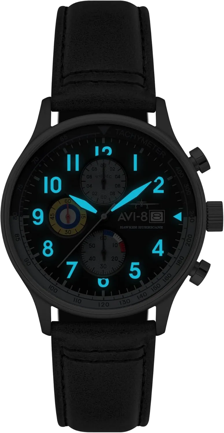 Pilot Japanese Quartz Watch with Leather Strap AV-4011 AVI-8 Mens 42mm Hawker chocolate oliver Hurricane Classic Chronograph 