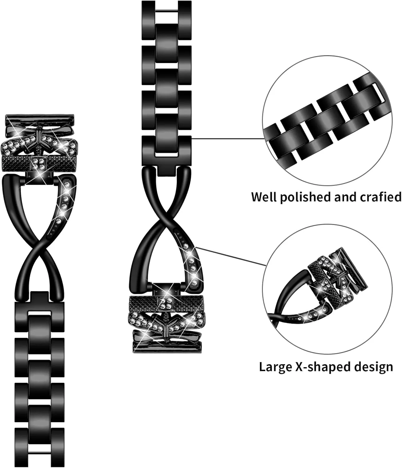 Polar Ignite 2 Quick Release Stainless Steel Metal Bling Replacement Bands Straps Wristbands for impermeable coast Polar Unite/Polar Pacer Fit for Polar Ignite Bands Women Men, 20mm 