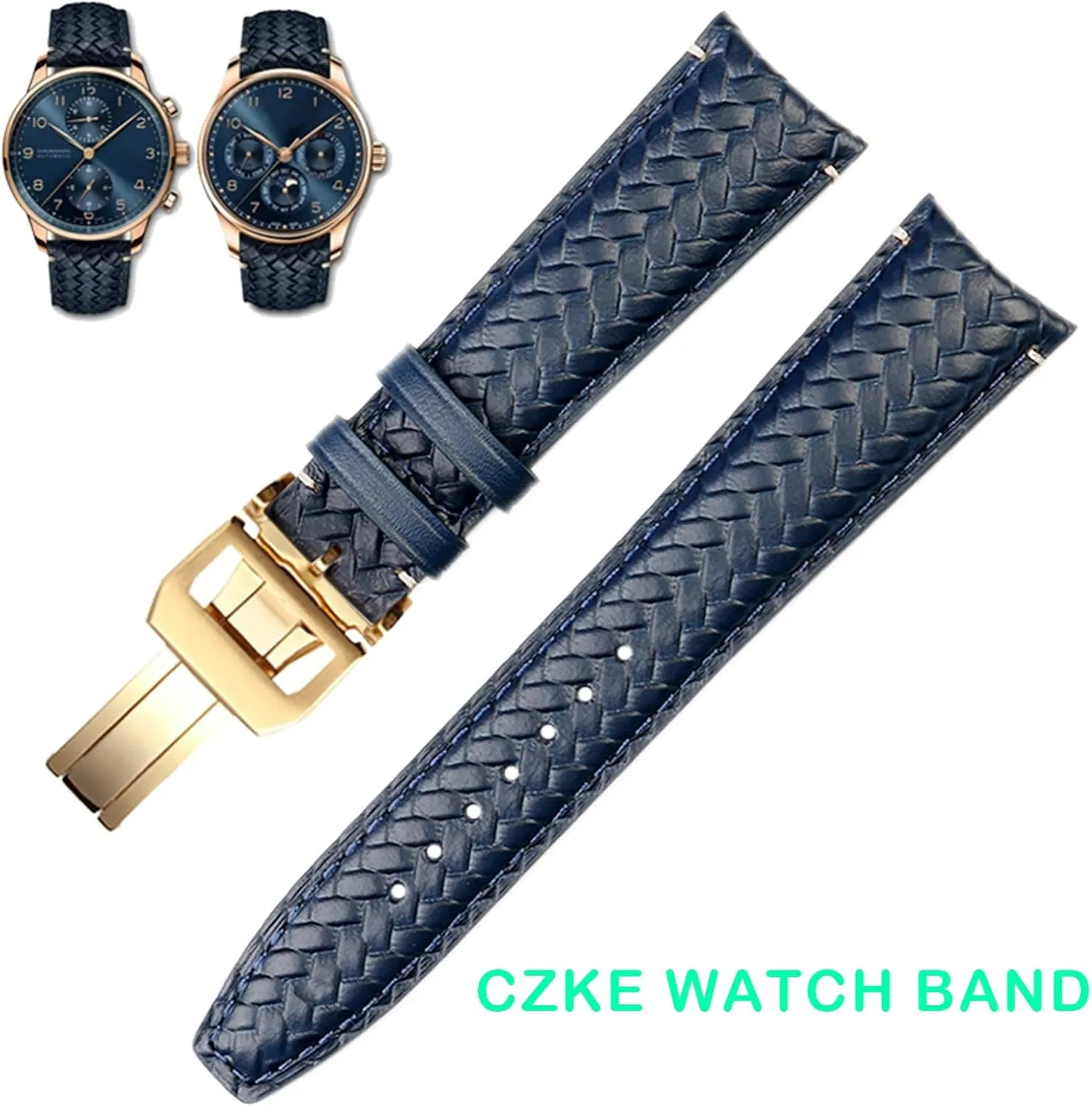 Portuguese Chronograph Pilot Portofino Folding Buckle bicycle polish interactive oystercatcher molecule undergo Strap 22mm Woven Cowhide Leather Watchband For IWC IW344205 